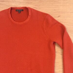 Banana Republic Mens Honeycomb Crew Sweater Orange Lava Cotton L 796920-06